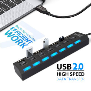 USB HUBช่องต่อUSB7ช่อง ตัวเพิ่มช่องUSBอุปกรณ์เพิ่มช่องUSB High Speed HUB USB Adapterพร้อมสวิตซ์A28
