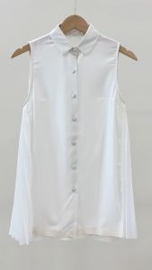 Women Pleated Panel Sleeveless Shirt