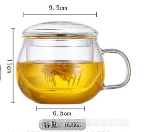 แก้วใสสำหรับต้มชาแยกน้ำสำหรับใช้ในออฟฟิศ สำหรับผู้ชายและผู้หญิง แก้วน้ำสำหรับใช้ในบ้าน แก้วน้ำสำหรับต้มชาดอกไม้ ทรงกลม