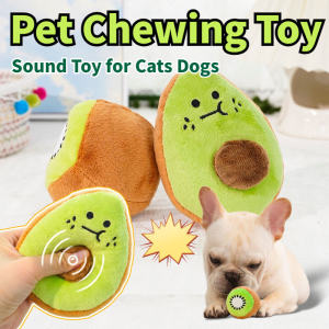 Pet Chewing Toy Cat Dog Interactive Plush Squeaky Sound Avocado Teeth Grinding Clean Toys