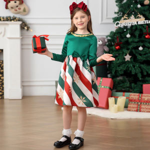 Ryn studio Girls Dress Christmas Dress Kids Dress Lollipop Fruit Print Long Sleeve Short Dress