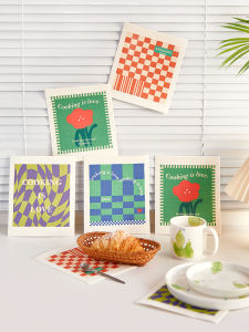 Imhouse Kitchen Special Wipes Oil Absorption Water Absorption Household Cleaning Creative Wood Pulp Cotton Mop Wet and Dry Dual-Use