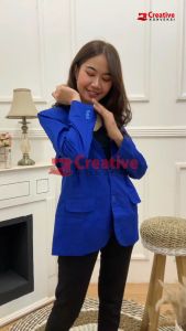 Jas blazer warna biru benhur full furing / jas almamater bisa tambah bordir / jas wisuda / jas sekolah