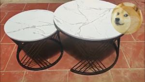 Bàn Trà Đôi Sofa Bàn Trà Mặt Đá Tròn Chân Tròn Đan Chéo 4 Nan Cafe Phòng Khách