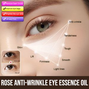 Rose Anti-Wrinkle Eye Essence Oil Moisturizing Fine Lines Lifting Firming Eyes Skin Care Serum Roller Ball Lightens Dark Circles Tightens Skin Reduces Fine Lines Eye Care