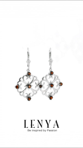 LENYA ต่างหูพลอยโกเมน เสริมด้านใจแกร่ง สำเร็จ มั่นคง ขนาด 3 มิล ตัวเรือนเงินแท้925 ชุบทองคำขาว