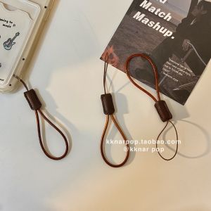 Fashionable Brown Leather Phone Strap Simple Stylish Korean Personality USB Flash Drive Lanyard New Model Mobile Phone Accessories