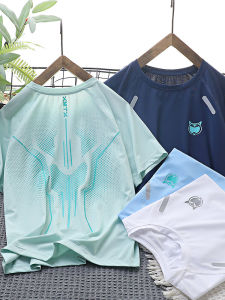 Boys Short Sleeve T-Shirt Ice Silk Sports Top Breathable Quick Dry Summer Childrens Clothing Nylon Fabric round Neck Print Design