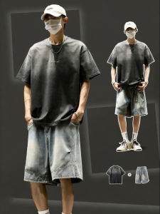 SZON | Men Summer Cotton Washed Tee Set