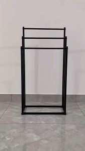 🔶Towel Rack Stand Floor Metal Bathroom Storage Rack Laundry Drying Rack Standing Towel Shelf Iron Storage Rack Balcony Towel Rack Stand