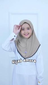 Kerudung Anak Sekolah Bergo Hamidah Anak Amora Hijab Instan Terbaru Polet Hitam