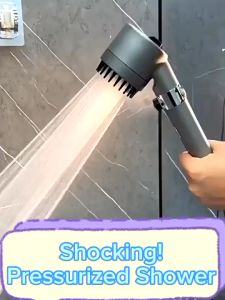 Kepala Shower Kamar Mandi Saringan Bawaan 3-Mode Hand Shower Dapat Menyesuaikan Tekanan Air - Zs