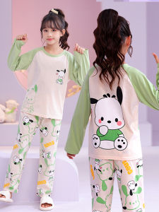 Girls Cotton Pajamas Long Sleeve Thin Print Home Clothes Set Breathable Moisture Wicking Warm Princess Style Childrens Wear
