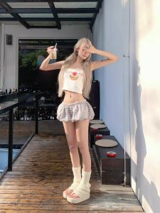 chaqi | Áo vest hở lưng không tay ôm vừa vặn màu trắng in chữ mùa hè cho nữ Áo khoác ngoài thời trang thường ngày