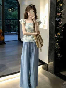 PEIZIXUAN | Stylish Blue Floral Print Suit