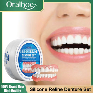 oralhoe | Oralhoe Soft Silicone Reline Dentures Upper and Lower Perfect Fit Oral Prevent Falling off Easy to Use False Removable Teeth Set