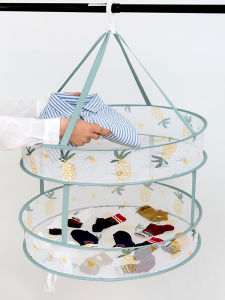 Nordic Style Wool Sweater Drying Net Flat Outfit Net Pocket Clothes Drying Rack Home Use Velvet Garment Airer Utility Basket