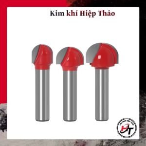 Mũi phay alu mũi soi gỗ quả đào tròn Đỏ lưỡi phay rãnh cốt 6.35mm và 12mm MSD-DO-TQ