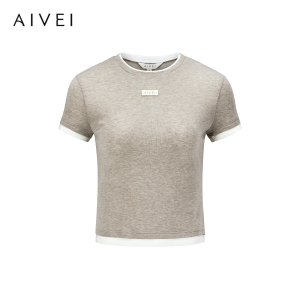 AIVEI | Casual Simple Style Illusion Two-Piece Short Sleeve T-Shirt