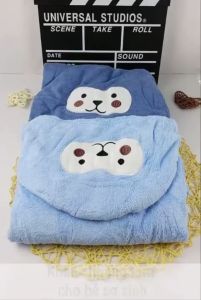 Khăn tắm - ủ choàng Thỏ Có Mũ chất liệu mềm mịn cho bé