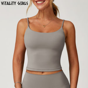 Vitality Girls Fleece Yoga Tank Top Womens Sports Outfit Fitness Clothes Strap Slimming Appearance with Chest Pad