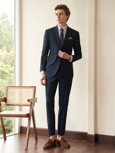Dark Blue Fitted Mens Suit Set