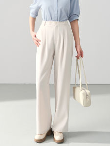 Miss Burde High Waist Straight Leg Wide Leg Suit Pants Womens Autumn Small Size Commute Casual Trousers Drapey Feel