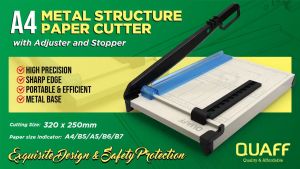 Quaff Paper Cutter Metal Structure A4 Size With Adjuster & Stopper