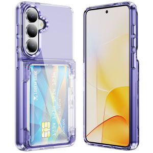 Transparent Card Holder Wallet Phone Case For Samsung S25 Ultra S26 Plus S24 S23 S22 Ulta 5G Shockproof Hard Cover Funda Capinha