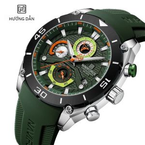 NAVIFORCE Nam Thể Thao Đồng Hồ Thạch Anh Chống Thấm Nước Chronograph Dạ Quang Tay Quân Đội Đồng Hồ Dây Silicon Chống Sốc Đồng Hồ Đeo Tay