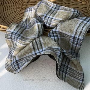 ผ้าพันคอสี่เหลี่ยมสไตล์วิทยาลัยย้อนยุคฤดูใบไม้ร่วง/ฤดูหนาวสำหรับผู้หญิง รัดผม รัดผมหางม้า รัดผมหางแมว รัดผม ประดับผม