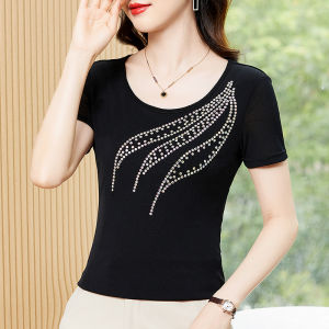 Áo Lưới Thời Trang Đính Đá Cho Nữ Mùa Thu Áo Lót Dài Tay Mặc Trong Mặc Khi Nhảy Múa Áo Phông Thường Ngày Mềm Mại Thoải Mái