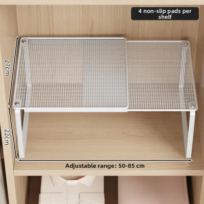 WANGXINGHEYUE | Expandable Wardrobe Partition Multi-layer Shelf Built-in Storage Organizer Metal Material No-installation Needed for Clothes