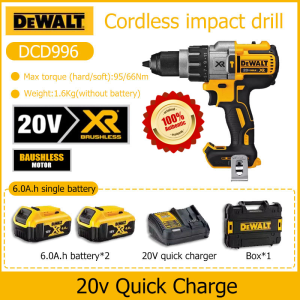 【100% Authentic】DEWALT DCD996 hand drill brushless cordless impact drill 20V lithium battery household multi-function punching power tool