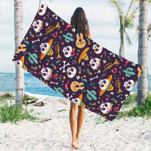 day of dead sugar skull Beach Towels Ultra Lightweight Quick Drying Super Absorbent Summer Essential Fast-Drying Towel for Beach