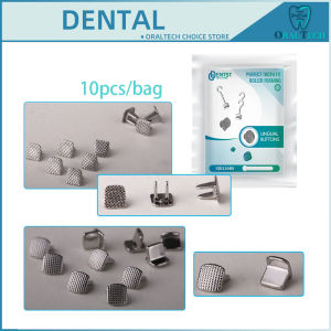 Tongue Tamers Bite Opener 10pcs/bag Dental Orthodontic Lingual Buttons Metal Bondable Mesh Base Dentistry Accessories Materials