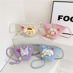 Cotton Rope Woven Epise Dog Crossbody Bag Girls Single Shoulder Spring Outing Bag Cute Versatile Large Ear Dog Bag