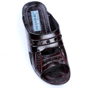 Mens Anti-Slip Thick Bottom Sandals Casual Slip-On Shoes Taiwan Painted Leather Head Corner Outdoor Wear for Middle-Aged And Elderly