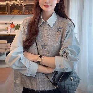 Áo Len Dệt Kim Cổ Tròn Rộng Rãi Thoải Mái Thời Trang Cao Cấp Mùa Thu 2025 Áo Khoác Ngoài Nhiều Lớp Áo Chui Đầu