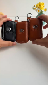 TTX - Dompet Kunci Mobil Kulit Premium Gantungan Key Case Cover Zipper Hitam