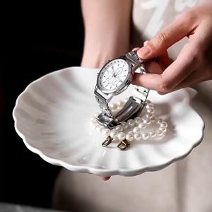 YUNG888 Ceramic Creative Shell Small Dish Photo Props or Storage Jewelry Tray