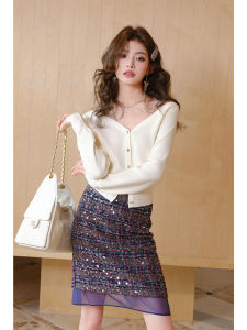MIUCO | Áo Blouse Ngắn Thiết Kế Giảm Cân Mùa Đông