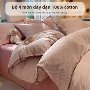 Bộ Đồ Chăn Ga Gối Bốn Món Cotton Sợi Dày Cấp A