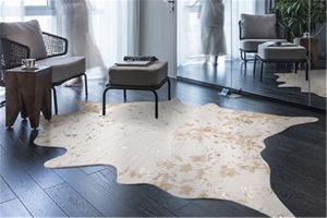 Rustic Gold Embossed Faux Leather Carpet Modern Minimalist Luxury Nordic B&B Sofa Living Room Apartment Floor Mat