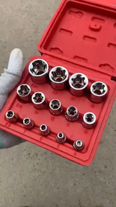 14Pcs E4-E24 External Star Socket Set 1/4" 3/8" 1/2" Drive E-Type Torque Socket Repair Kit