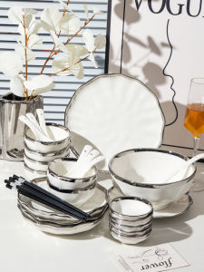 Luxurious Nordic Minimalist Couple Moving New Home Dining Utensils Bowl Chopsticks Bowl Plate Combination Elegant Simple Design