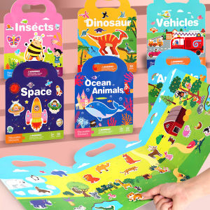 Reusable Bubble Sticker Book for Kids - Multi-Themed Educational Learning Activities Washable & Safe Toddler Stickers