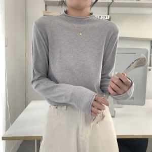 Áo Len Dệt Kim Dài Tay Cổ Cao Nữ Tính Cỡ Lớn Mùa Thu Đông Mới Về Áo Sơ Mi Cơ Bản Thoải Mái Thoáng Khí Cho Nữ