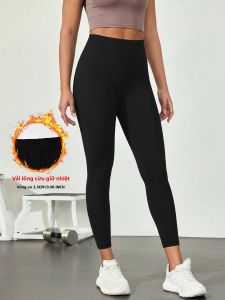 Quần Legging Giữ Nhiệt Nữ Có Lớp Lót Lông Cừu Cạp Thấp Dài Đến Mắt Cá Chân Kiểu Dáng Thể Thao Thích Hợp Cho Mùa Đông Và Tập Luyện