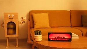 Máy tạo độ ẩm máy khuếch tán tinh dầu kết hợp loa Bluetooth và đèn mô phỏng lửa lò sưởi